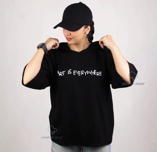 تیشرت نخی اسپرت مدل کلاهدار