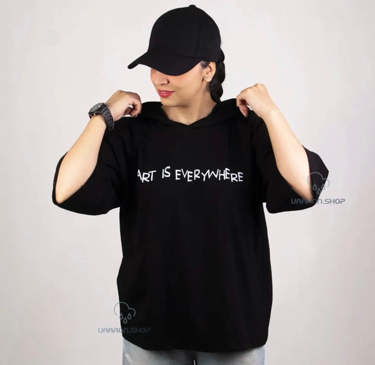 تیشرت نخی اسپرت مدل کلاهدار