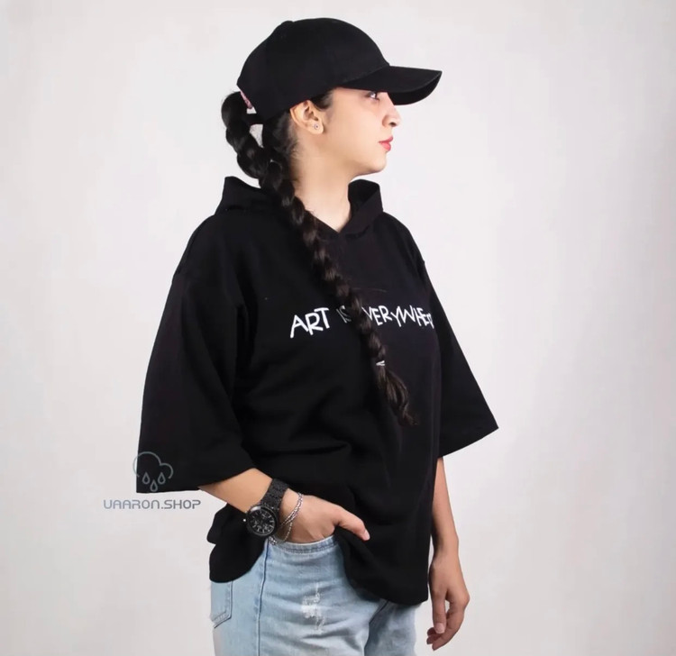 تیشرت نخی اسپرت مدل کلاهدار