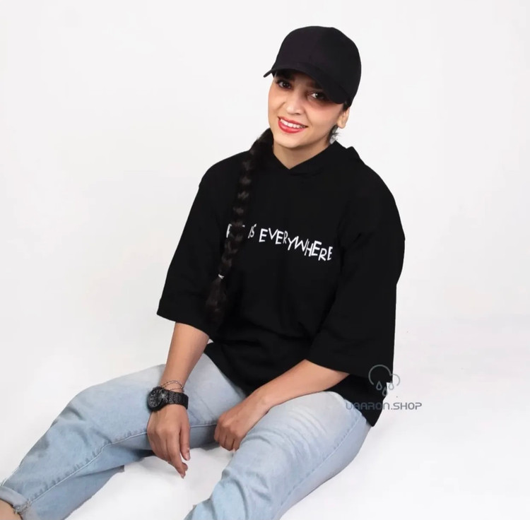 تیشرت نخی اسپرت مدل کلاهدار