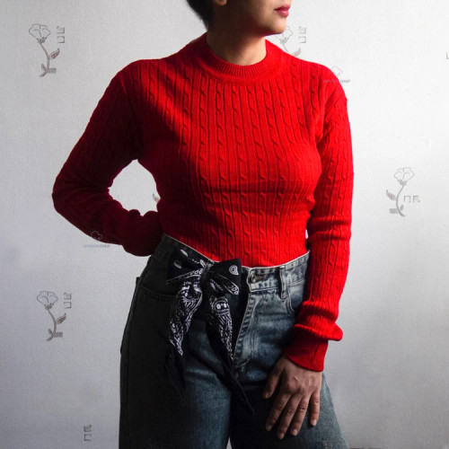 پلیور بافت زنانه قرمز