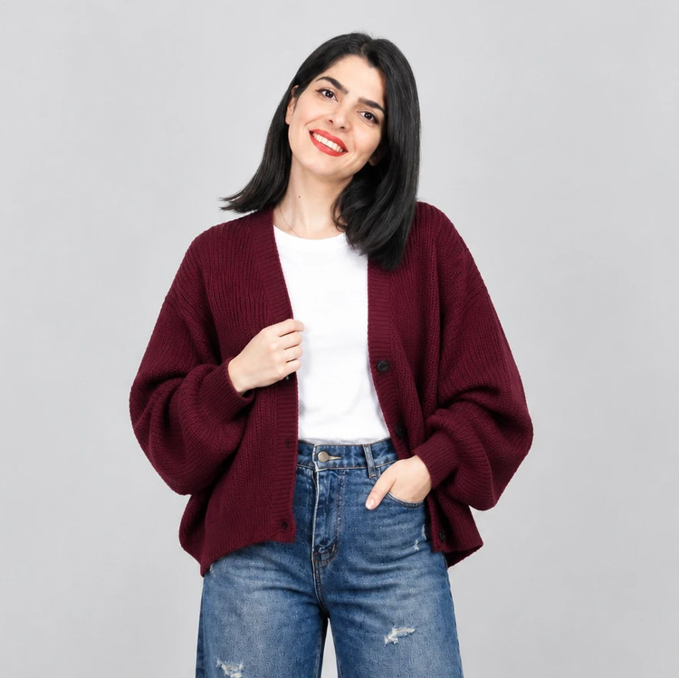 کاردیگان بافت زنانه سه دکمه جنس اکریلیک